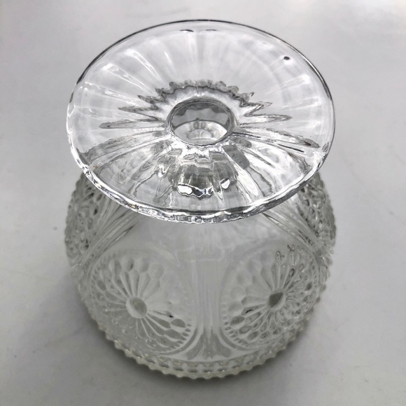 Clear Glass Footed Dessert Bowl Flower Embossed Trifle Ice Cream Bowl gold rim - Picture 8 of 9